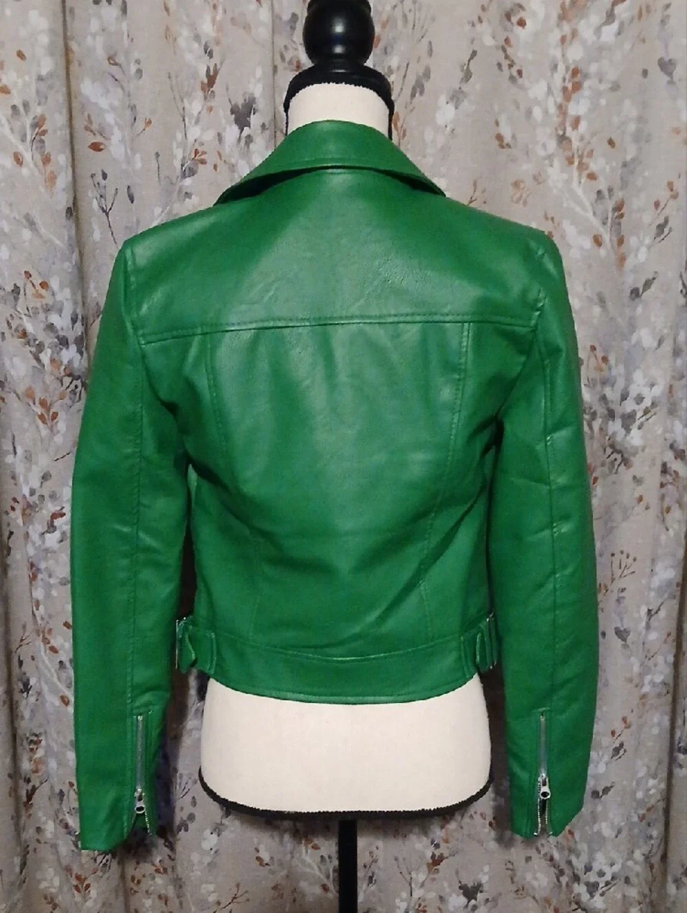 Love Tree Bright Green Faux Leather Moto Jacket - Picture 3 of 4